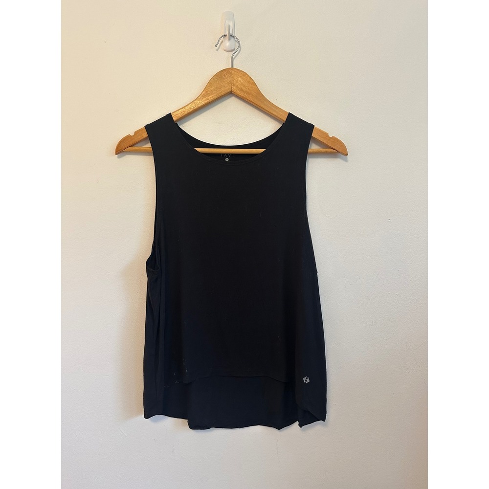 Tavi Sleeveless Crewneck Activewear Tank Top in Black | Size XS